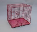 Best Pet Pink 24 Double-Door Suitcase Style Folding Metal Dog Crate with Metal Pan - 24(l) x 20(w) x 23(h)