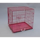 Brand New Pink 24" Double-Door Suitcase Style Folding Metal Dog Crate with Metal Pan - 24"(l) x 20"(w) x 23"(h)