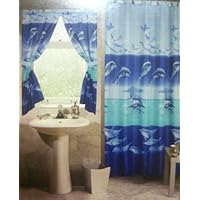 Luxury Shower & Window Curtain Set Dolphins