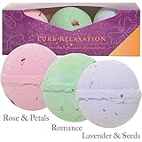 BATH BOMB GIFT SET: 3 Giant (Baseball Size) Bath Bombs Gift Set For Men & Women - UK Made - 100% Pure Essential Oils - Relieves Stress And Tension