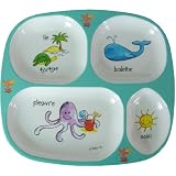 Divided Tray Baby Cie La Mer: Ocean or Seaside Melamine Colorful DinnerWare with Wording
