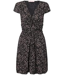 A-line V-neck Belted Crinkled Summer General Print Jersey/Viscose Mini Dress 