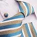 H4008 NEW Y&g Designer Hand Made Blue White Yellow Striped 100% Jacquard Woven Pure Silk Mens Neck Tie Neckwear and Cuff Links Cufflinks and Handkerchiefs Set