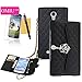 Galaxy S4 Case ,OMIU(TM)Deluxe Superior Soft Grid PU Leather Lady Style Handbag Clutch Wallet Crystal Camellia Pendant Pattern Case Cover with Credit Card Slots For Samsung Galaxy S4 i9500(Black),Sent Screen Protector+Stylus+Cleaning Cloth