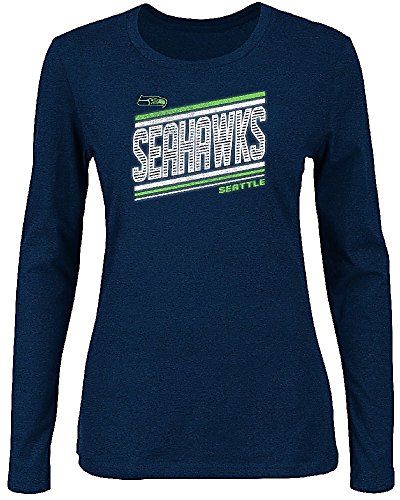 majestic Seattle Seahawks Womens Jazzed UP V Long Sleeve T Shirt (L=12-14)