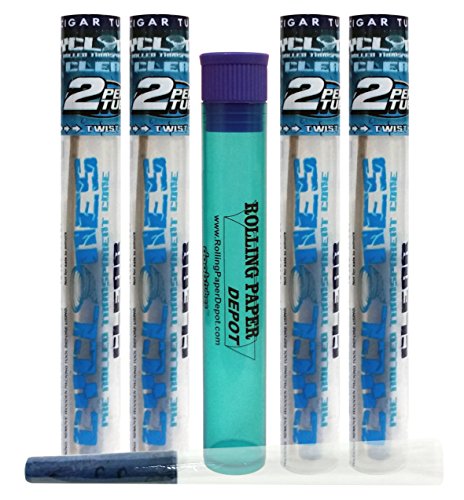 4 Packs Cyclones Blue Chill Flavored Pre Rolled Cones Clear with RPD Doob Tube