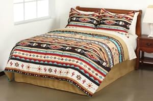 Southwest Turquoise Tan Red Native American Full Comforter Set