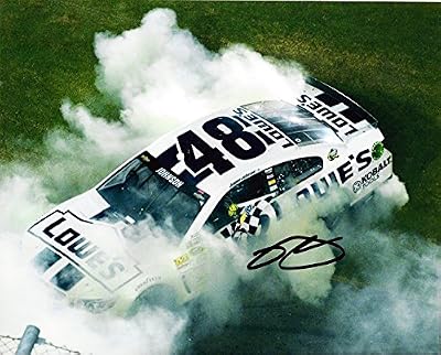AUTOGRAPHED 2013 Jimmie Johnson #48 Lowes Racing DAYTONA SWEEP BURNOUT (Hendrick) Signed 8X10 Picture NASCAR Glossy Photo with COA