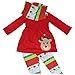 Unique Baby Girls 3 Piece Christmas Red Rudolph Legging Set Red