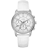 Guess Womens U13602L1 White Leather Quartz Watch with White Dial