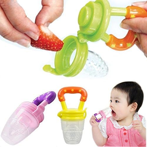 Baby Food Feeder for Feeding Fresh Fruits, Meats, etc.~ Made of Food Grade Silicone (Please Select Size: S, M, or L)