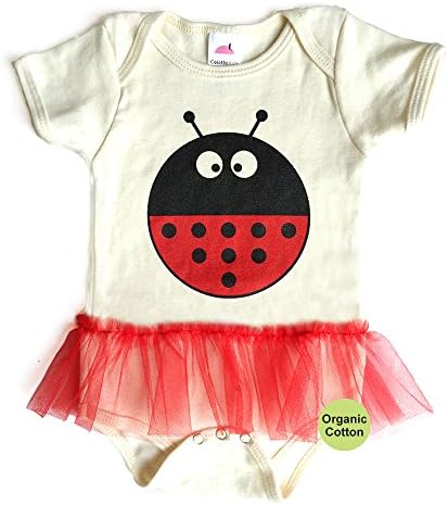 Organic Ladybug Tutu Onesie (3-6mos, Natural)