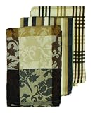 Ritz 3-Piece Flocked Floral Egyptian Flat Kitchen Towel Set, Latte Ritz 3-Piece Flocked Floral Egyptian Flat Kitchen Towel Set, Latte