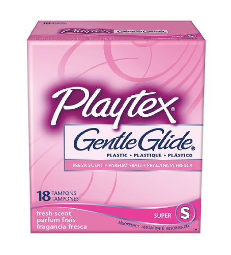 Playtex Gentle Glide Super Absorbency Tampons, Deodorant, 18-Count Boxes (Pack of 3)