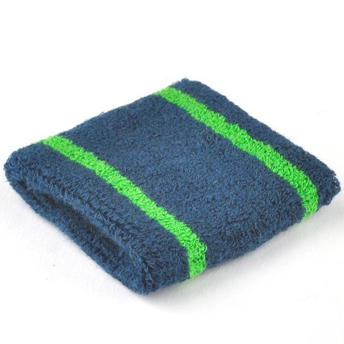 GOGOâ„¢ Thick Narrow Stripe Wristband, Sweatband ( Price for SINGLE PIECE) - Royal Blue/Green