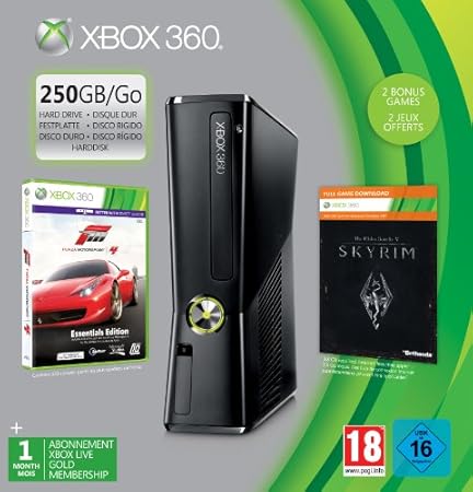 Console Xbox 360 250 Go + Forza motorsport 4 + The Elder Scrolls V : Skyrim