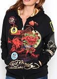 ED HARDY womens Death or Glory Patch Hoodie plus size