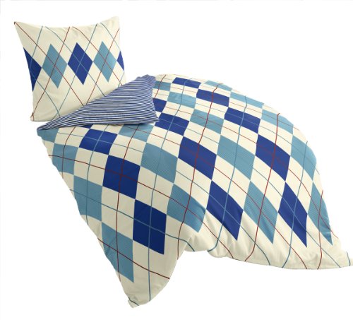 Bierbaum Wohnen 4967_01 135 x 200 cm Mako-Satin-Bettw&auml;sche 4967 marine