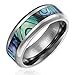 Cavalier Jewelers 8MM Comfort Fit Titanium Wedding Band | Engagement Ring with Abalone Shell Inlay | Beveled Edges [Size 11]