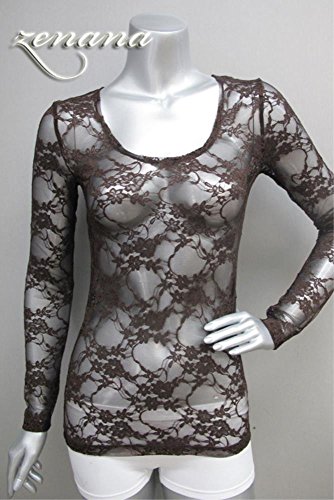 Zenana Outfitters Women's Floral Lace Long Sleeve Sheer Top