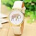 Ryanwayland Fashion Multi Color Flower Elephant Women's Leather Dress Watches Gold / White