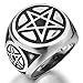 Men's Stainless Steel Ring Silver Black Pentacle Pentagram Round Signet Gothic