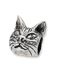 Sterling Silver Reflections Maine Coon Cat Head Bead