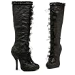 4 Inch Sexy Black Knee High Boot High Heel Satin With Innerzip