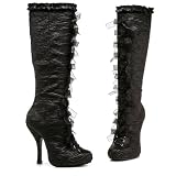 4 Inch Sexy Black Knee High Boot High Heel Satin With Innerzip