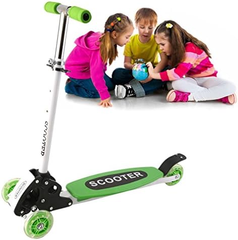 3 Wheel Kids Stability Portable Mini Kick Scooter Micro Scooter Children BikeToy, 3-wheel design makes learning easier (Green (blink))