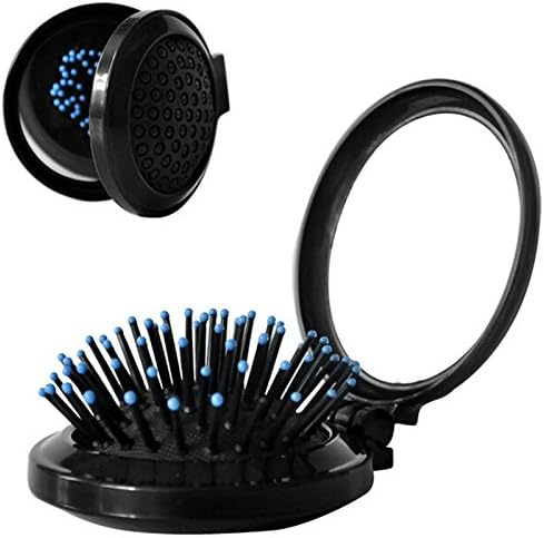 Aooher Portable Mini Folding Comb Airbag Massage Round Travel Sweet Colorful Hair Brush With Mirror Cute