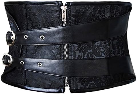 Martin Lucy Women's Retro Black Brocade Steel Boned Waist Cincher Underbust Corset Medium