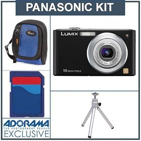 Panasonic Lumix DMC-FS42K Digital Camera Kit, - Black - with 4 GB SD Memory Card, Camera Case, Table Top Tripod
