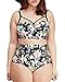 Lalagen Women's Strappy Hollow Out Floral Swimwear Plus Size High Waist Bikini Sets