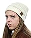NYFASHION101 LED Hands Free Light Winter Cable Knit Cuff Beanie Hat, Ivory