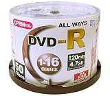 ALL-WAYS DVD-RCPRM対応4.7GB1回録画用ワイドプリンタブル1-16倍速スピンドルケース50枚入り ACP16X50PW