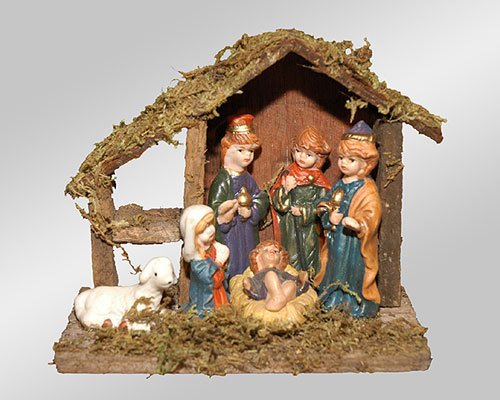 Weihnachtskrippe Holzkrippe mit