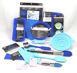 Blue Silicone Silicon Bakeware Set 13 Pieces pinkwebshop colours May Vary muffin Tray Pan Loaf Pan Backing Mat Egg Ring Cake Pan Colander Heat Mat Pot Holder Glove Iron Rest Mini Tong Tong Spatula Mix