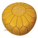 Moroccan Leather Pouf Mustard Moroccan Poufs Ottoman