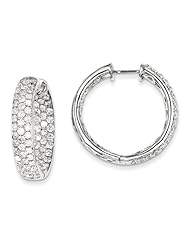 14k White Gold Diamond In-Out Hinged Hoop Earrings Diamond quality AA (I1 clarity, G-I color)