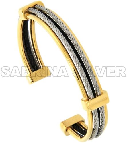 Stainless Steel Cable Golf Bracelet for Women Tri-Color, 7 inch