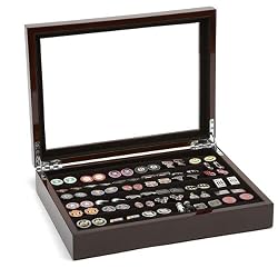 Soild Oak Chocolate Cufflinks Collector's Storage Case