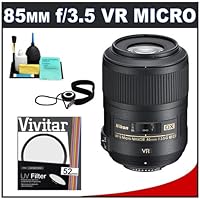 Nikon 85mm f/3.5 G VR AF-S DX ED Micro-Nikkor Lens + UV Filter + Accessory Kit for Nikon D300s, D300, D40, D60, D5000, D7000, D90, D3000 and D3100 Digital SLR Cameras