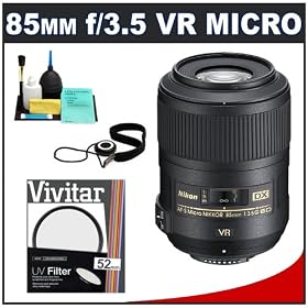 Nikon 85mm f 3.5 G VR AF-S DX ED Micro-Nikkor Lens + UV Filter + Accessory Kit for Nikon D300s,... by