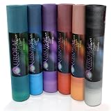 Aurorae Northern Lights Yoga / Fitness Mats with Golden Sun Focal Icon, Unique one of a kind colors, 5mm Thick, 72 Long, SGS approved, Free from Phthalates, Silicone and Latex. Bio-degradable, No odor.