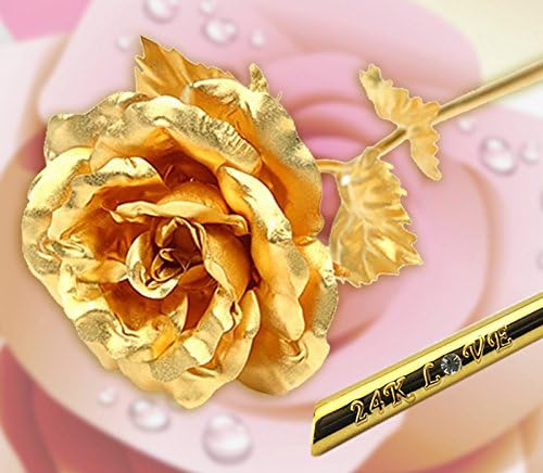 [DeFaith] Diamond-stud 24k Gold Rose Foil Flowers - Rose-blooming (10 Inches)