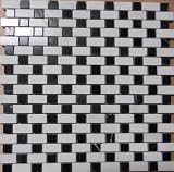 Stone Mosaic Tile Backsplash Polished White & Black Marble Mosaic Tile 12