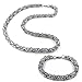 Yeidid International Men's Stainless Steel Mechanic Bracelet Necklace Link Byzantine Chain Set Silver Color