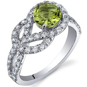 Gracefully Exquisite 0.75 Carats Peridot Ring in Sterling Silver Size 5 Free Shipping