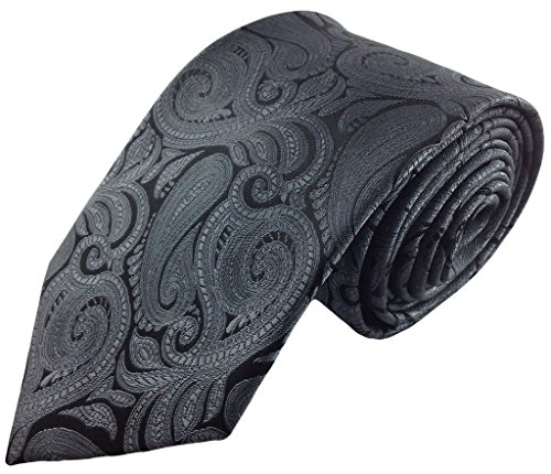 Mens Necktie Grey Charming Basic Paisley Pattern Fashion Tie